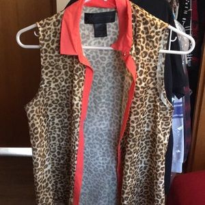 Cheetah print button up blouse